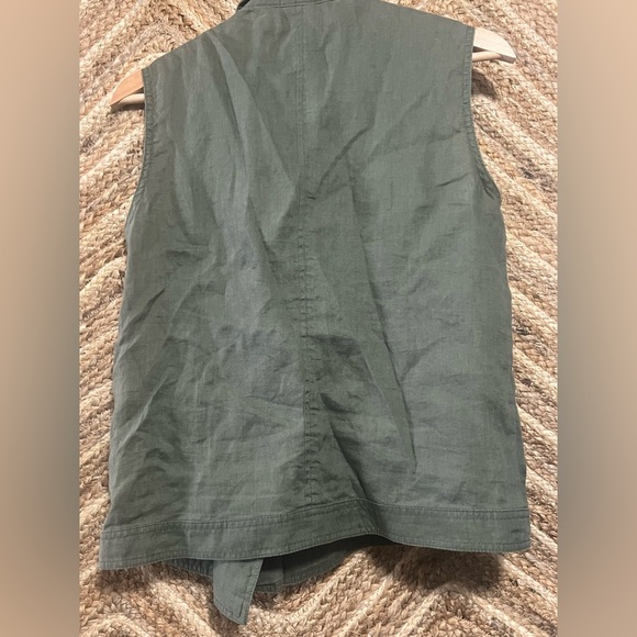 Cynthia Rowley Women's Army Green Linen Moto Vest,Sleeveless,Size Small - Picture 3 of 8
